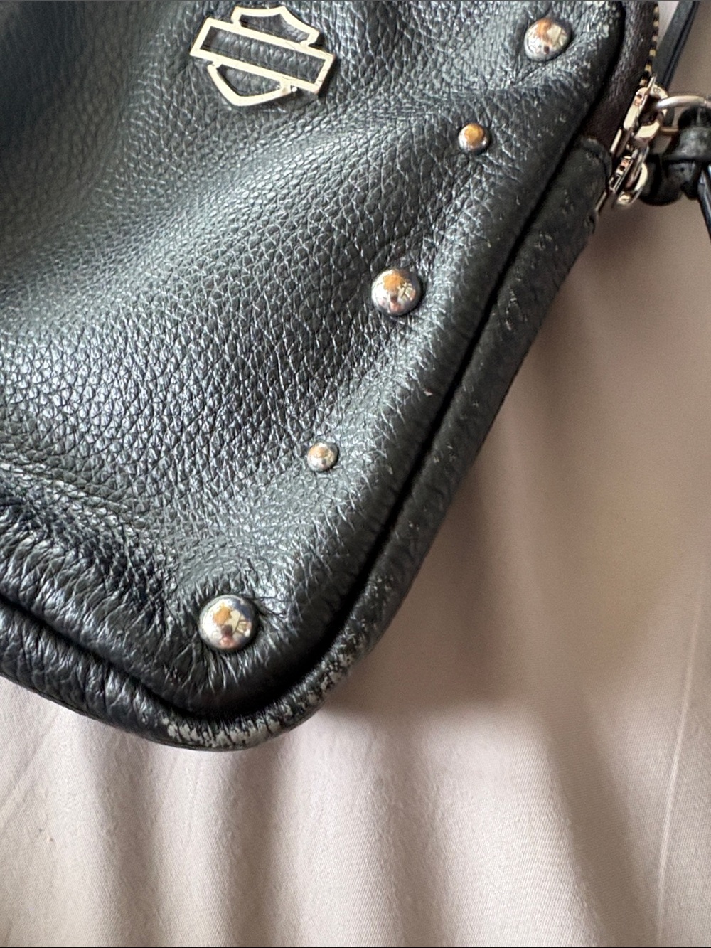 Harley-Davidson Black Leather Studded Crossbody/Shoulder Adjustable Strap - Picture 10 of 12